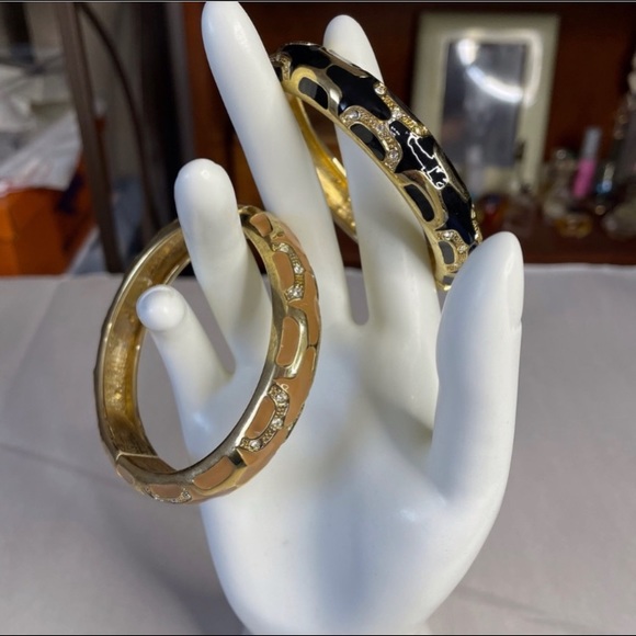 Jewelry - Vintage Enamel Bracelets With Rhinestones.